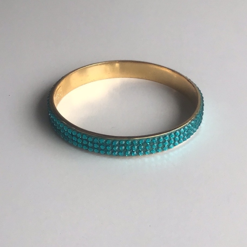 Kate Spade Gold and teal turquoise jewel rhinestone Crystal bangle Bracelet - Picture 11 of 16
